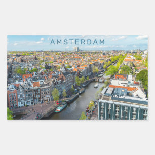 Benutzerdefinierter Text Amsterdam Rechteckiger Aufkleber