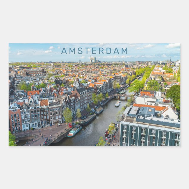 Benutzerdefinierter Text Amsterdam Rechteckiger Aufkleber (Vorderseite)