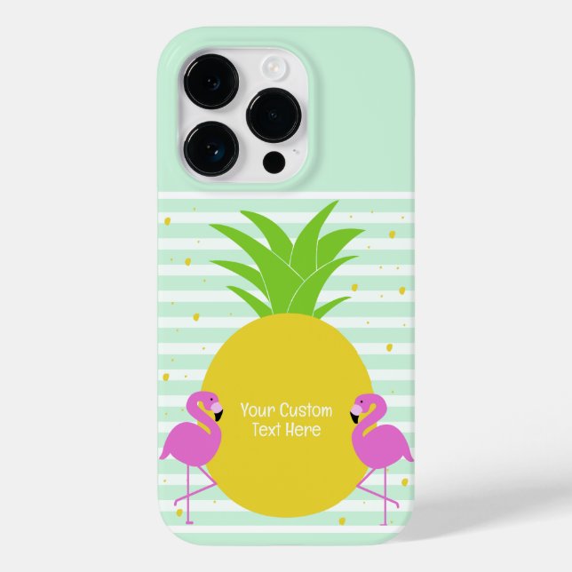 Benutzerdefinierter Text Ananas-Flamingos Case-Mate iPhone Hülle (Rückseite)