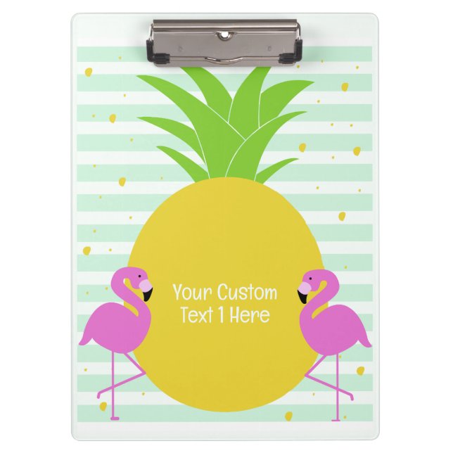 Benutzerdefinierter Text Ananas-Flamingos Klemmbrett (Vorderseite)