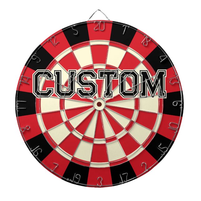 Benutzerdefinierter Text auf Retro-Rot, Schwarz, C Dartscheibe (vorne)