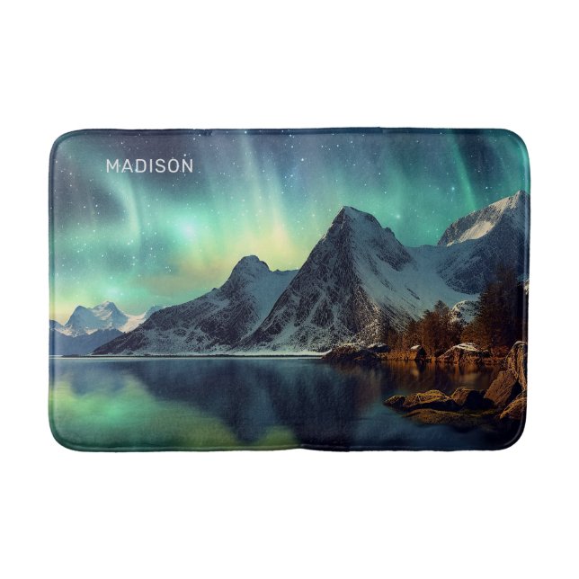 Benutzerdefinierter Text Aurora Borealis Badematte (Vorderseite)