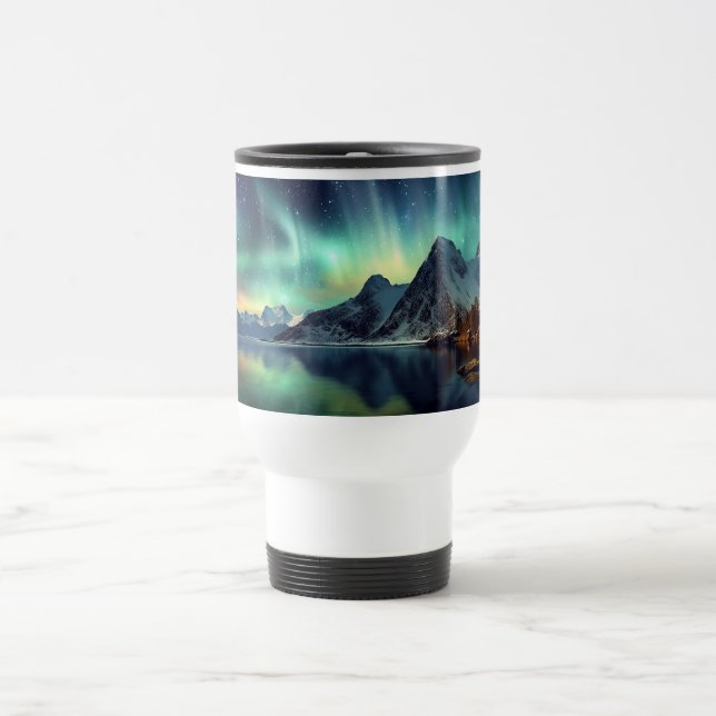 Benutzerdefinierter Text Aurora Borealis Reisebecher (Mittel)