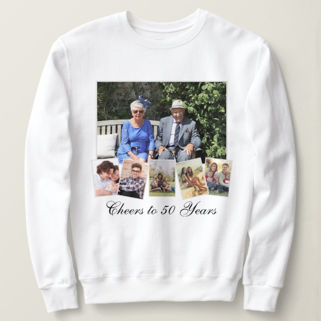Benutzerdefinierter Text aus 6 Fotos Sweatshirt (Design vorne)