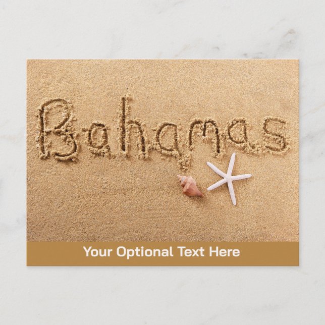 Benutzerdefinierter Text Bahamas Beach Postkarte (Vorderseite)