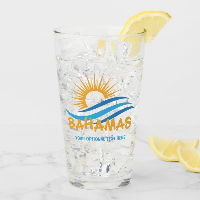 Benutzerdefinierter Text Bahamas Glas (Rückseite Ice)
