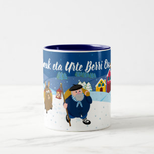 Benutzerdefinierter Text Baskische Weihnachtsschne Zweifarbige Tasse