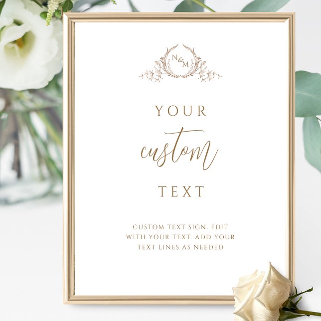 Benutzerdefinierter Text, Beige-Monogramm-Hochzeit Poster (Von Creator hochgeladen)