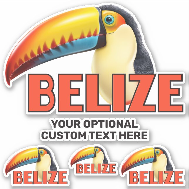 Benutzerdefinierter Text BELIZE Toucan Aufkleber (Vorderseite)