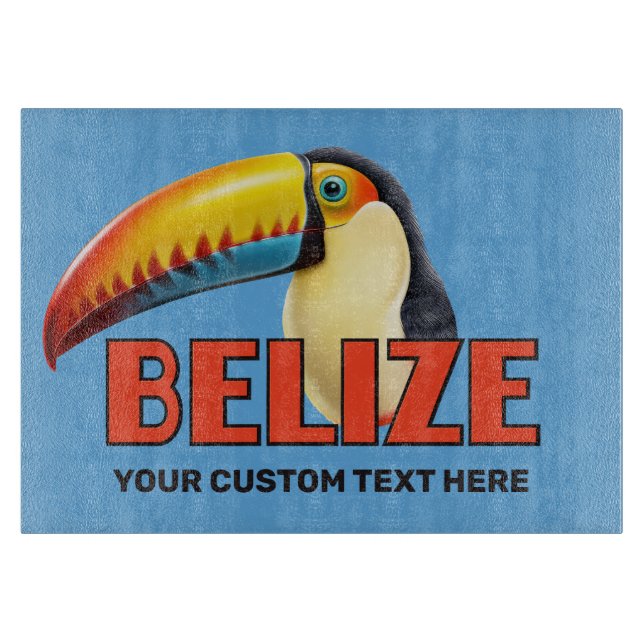 Benutzerdefinierter Text BELIZE Toucan Schneidebrett (Vorderseite)