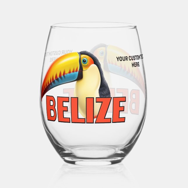 Benutzerdefinierter Text BELIZE Toucan Weinglas Ohne Stiel (Vorderseite)