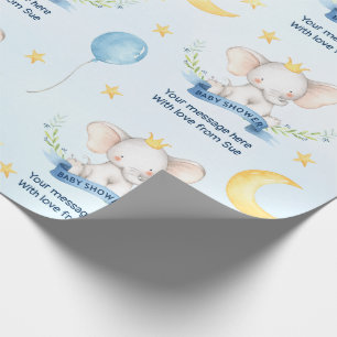 Benutzerdefinierter Text Blau Aquarell Elefant Bab Geschenkpapier