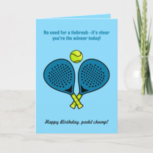 Benutzerdefinierter Text, blaue Padel-Geburtstagsk Karte