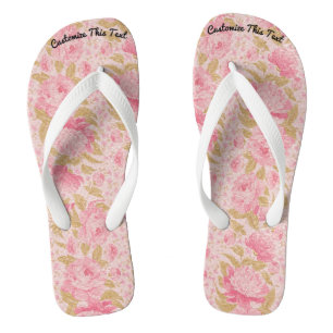 Benutzerdefinierter Text / Blush-Metallischer Glit Flip Flops