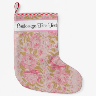 Benutzerdefinierter Text / Blush-Metallischer Glit Kleiner Weihnachtsstrumpf