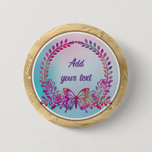 Benutzerdefinierter Text, Bunter Schmetterling und Button