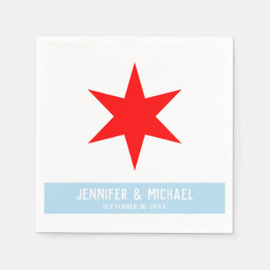 Benutzerdefinierter Text Chicago-Flagge Rote 6-zac Serviette