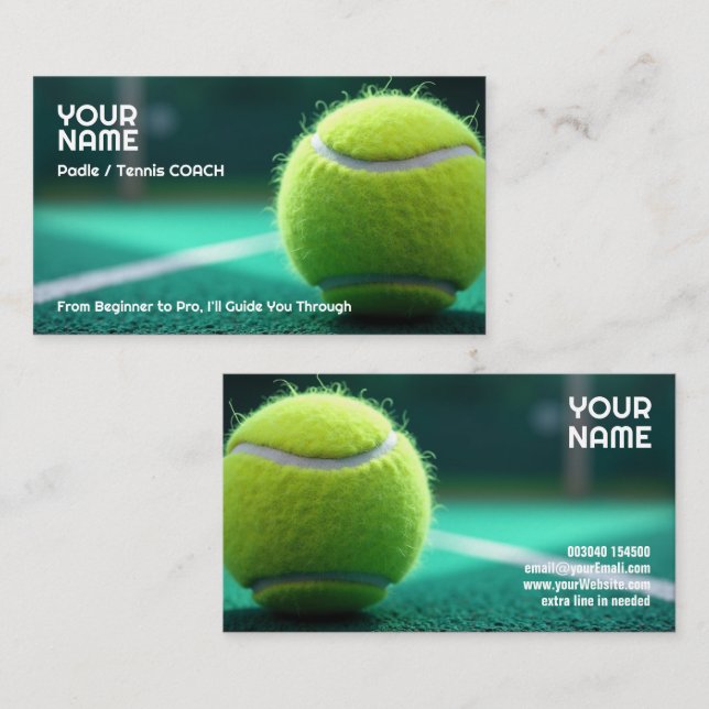 🎾Benutzerdefinierter Text, Court Cred Padel- oder Visitenkarte (Vorne/Hinten)