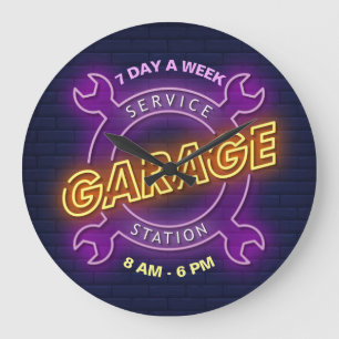 Benutzerdefinierter Text der Garagendienststation Große Wanduhr