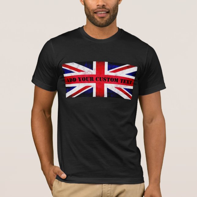 Benutzerdefinierter Text der Grunge Union Jack Fla T-Shirt (Vorderseite)