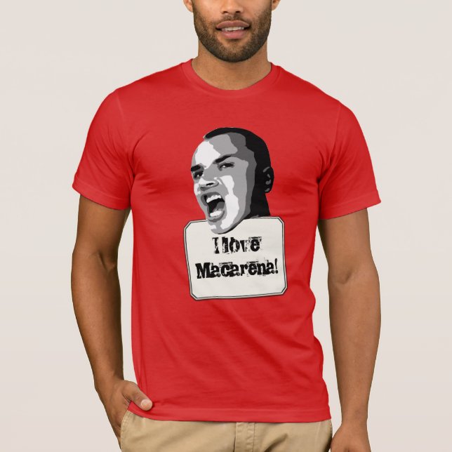 Benutzerdefinierter Text der Macarena-Liebe T-Shirt (Vorderseite)