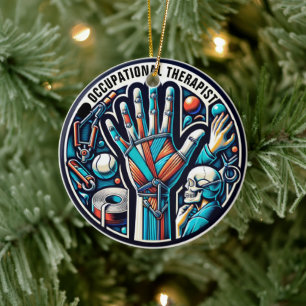 Benutzerdefinierter Text des Arbeitstherapeuten Keramik Ornament