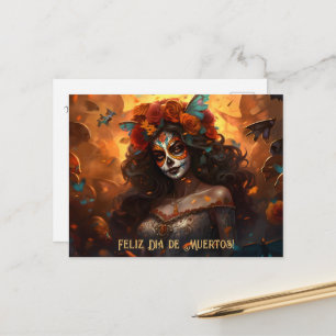 Benutzerdefinierter Text Dia de Muertos La Calaver Postkarte