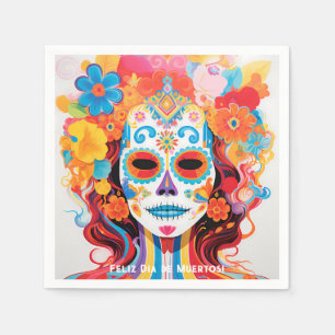 Benutzerdefinierter Text Dia de Muertos La Calaver Serviette