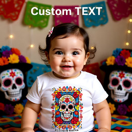 Benutzerdefinierter Text Dia de Muertos Zuckerschä Baby T-shirt