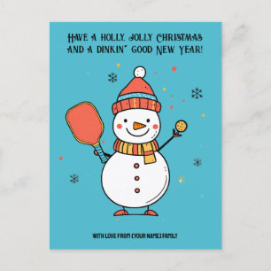 Benutzerdefinierter Text Dinking Snowman Feiertagspostkarte