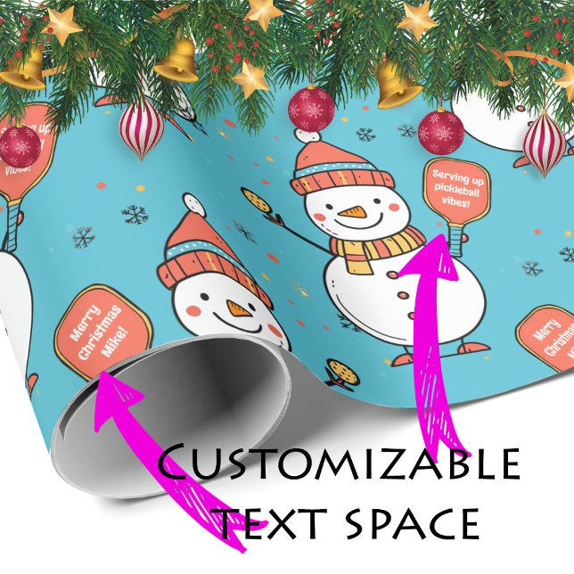 Benutzerdefinierter Text Dinking Snowman Geschenkpapier (Custom text Dinking Snowman Wrapping Paper)