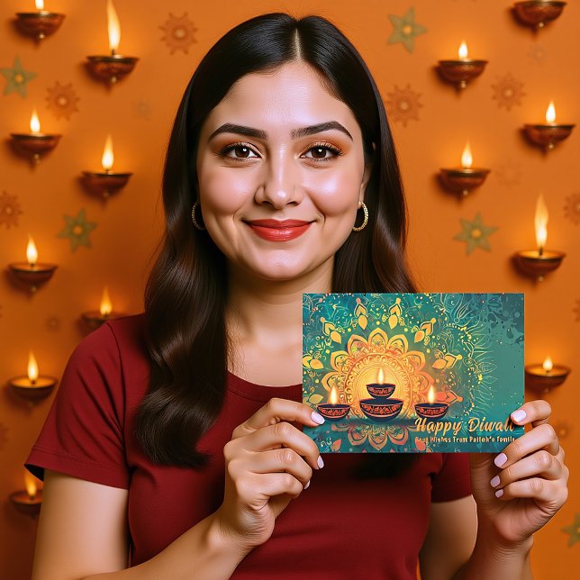 Benutzerdefinierter Text, Diwali Festival Radierun Feiertagskarte (Custom text, Diwali Festival Radiance Holiday Card)