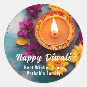 Benutzerdefinierter Text, Diwali Freude Runder Aufkleber