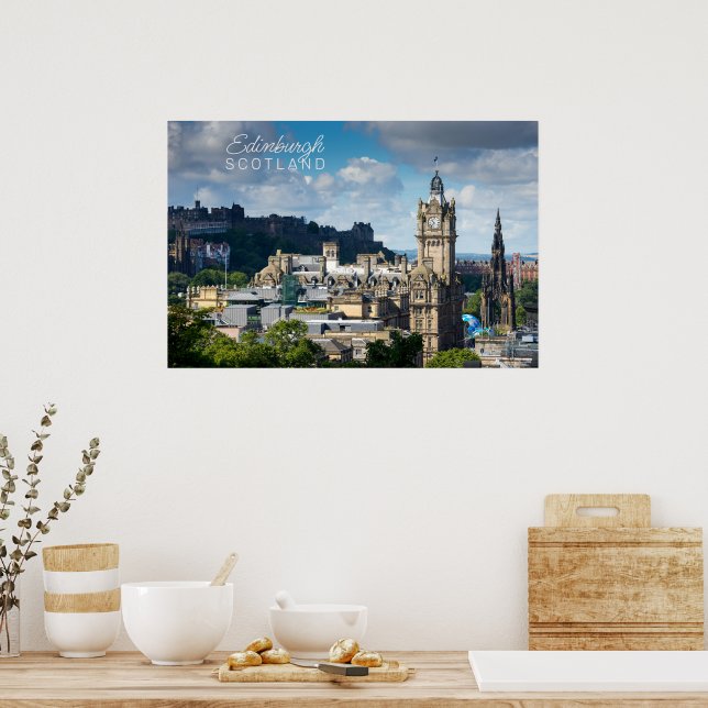 Benutzerdefinierter Text Edinburgh Schottland Poster (Küche)