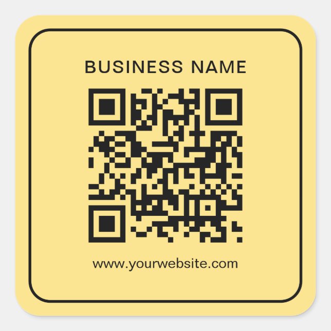 Benutzerdefinierter Text Eleganter QR-Code für Sch Quadratischer Aufkleber (Vorderseite)
