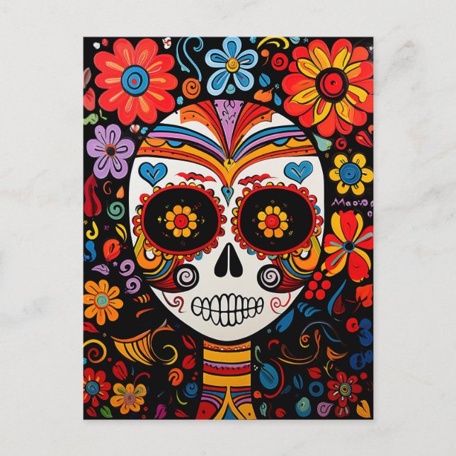 Benutzerdefinierter Text 💀 Exquisite Día de Muert Postkarte (Vorderseite)
