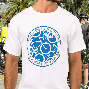 Benutzerdefinierter Text Fahrradblau T-Shirt