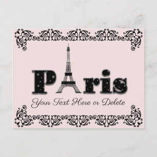 Benutzerdefinierter Text/Farbe Rosé Pink Paris Eif Postkarte