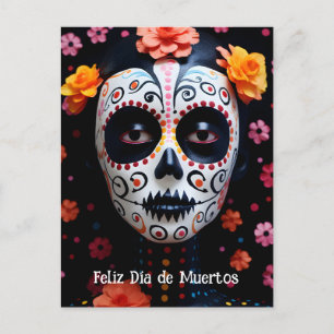 Benutzerdefinierter Text 💀 farbenfrohe La Catrina Postkarte