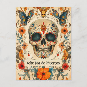 Benutzerdefinierter Text 💀 farbige Día de Muertos Postkarte