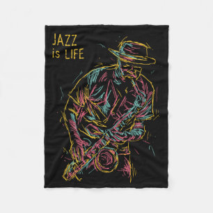 Benutzerdefinierter Text Farbiger Jazzplayer Fleecedecke
