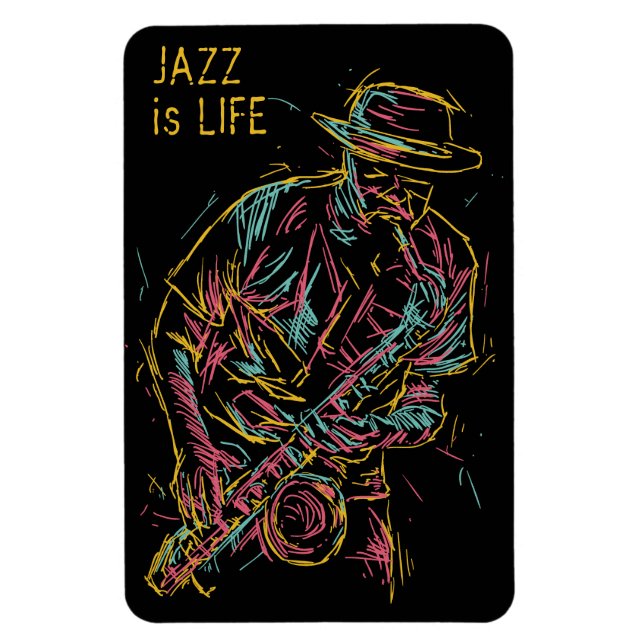 Benutzerdefinierter Text Farbiger Jazzplayer Magnet (Vertikal)