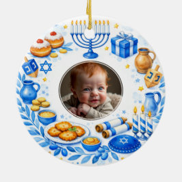 Benutzerdefinierter Text  Foto Baby's erstes Chanu Keramik Ornament