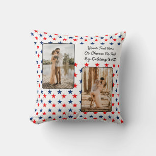Benutzerdefinierter Text/Foto Red White Blue Summe Kissen