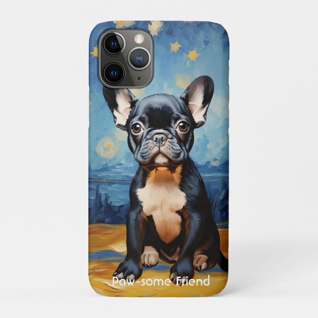 🐕 benutzerdefinierter Text, französischer Welpe Case-Mate iPhone Hülle (Rückseite)