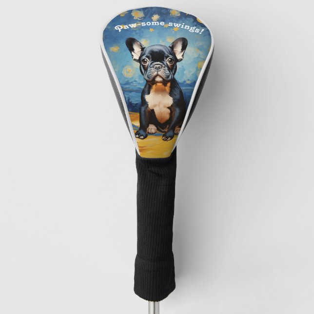 🐕 benutzerdefinierter Text, französischer Welpe Golf Headcover (Vorderseite)