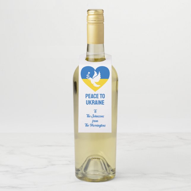 Benutzerdefinierter Text Frieden für die Ukraine Flaschenanhänger (Auf Flasche)