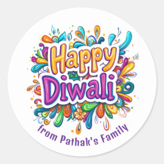 Benutzerdefinierter Text, Frohes Diwali-Wirbel- un Runder Aufkleber