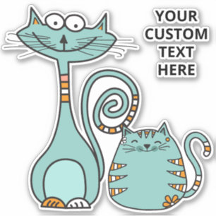 Benutzerdefinierter Text Funny Cats Aufkleber
