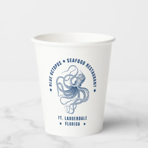 Benutzerdefinierter Text für Blue Octopus Illustra Pappbecher
